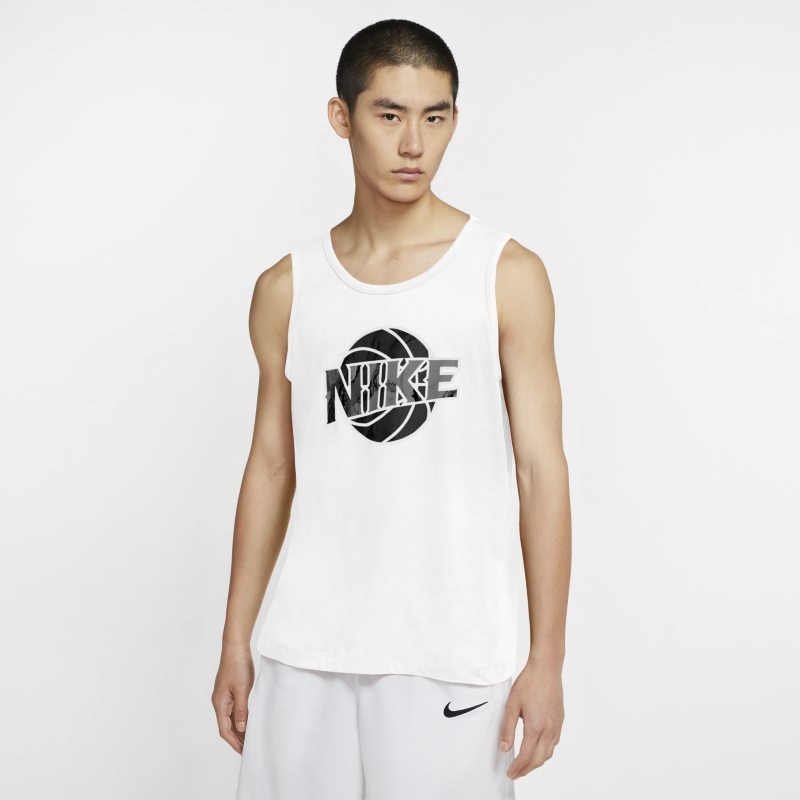 Nike Męska koszulka bez rękawów do koszykówki Dri-FIT - Biel CD1292-100