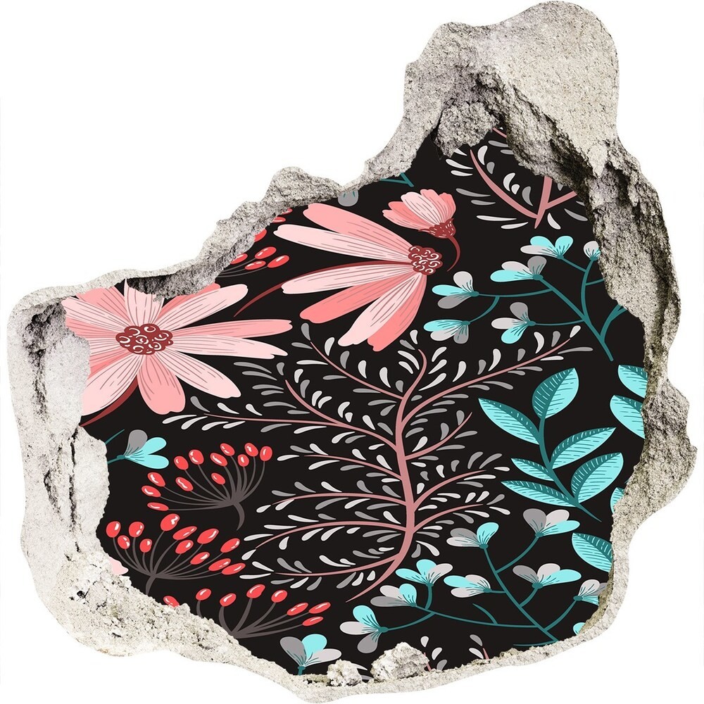 Wallmuralia.pl Fototapeta dziura na ścianę cegła Wiosenne kwiaty