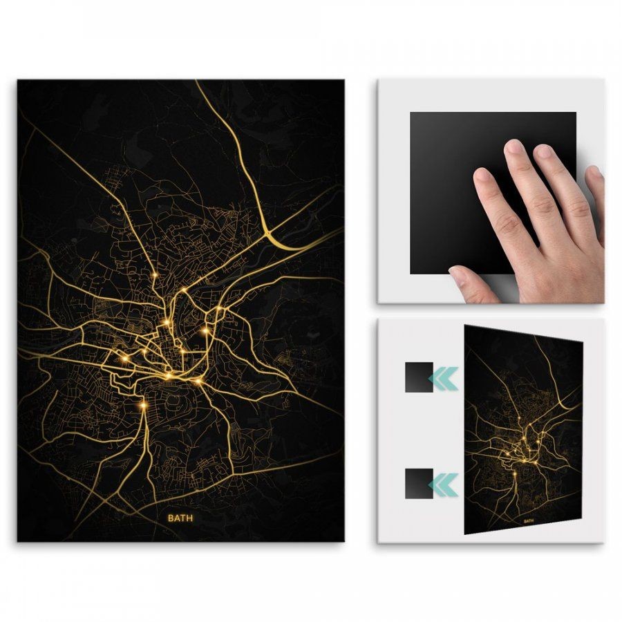 Pix4home Plakat metalowy Mapa City Lights Bath L POS-L-04391