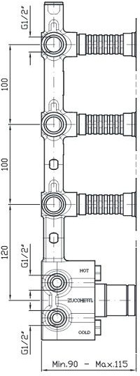 Zucchetti Element podtynkowy do baterii prysznicowej termostatycznej R97822
