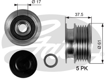 GATES KOŁO PASOWE ALTERNATORA GATES OAP7108 RENAULT CLIO II/KANGOO/THALIA 1,5DCI 03 GATES OAP7108