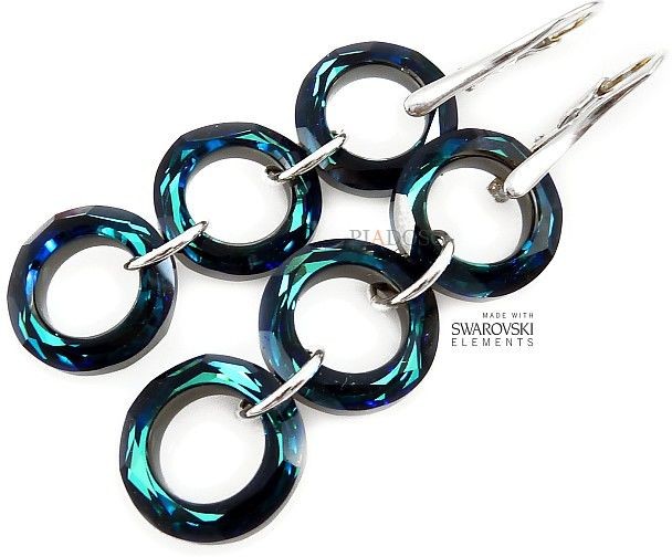 Swarovski przepiękne kolczyki BERMUDA BLUE RINGS SREBRO
