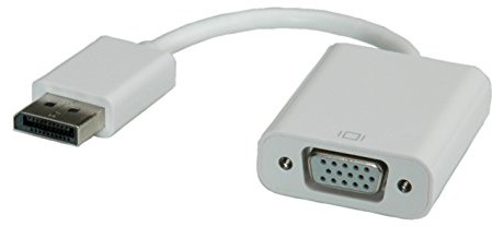 Roline Adapter DisplayPort na VGA z kablem | DP-wtyczka i gniazdo VGA HD D-Sub | Kolor biały 0,15 m 12033146