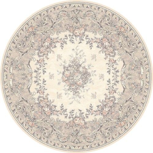Agnella Brintons Dywan Isfahan DAFNE alabastrowy koło wełna 10461