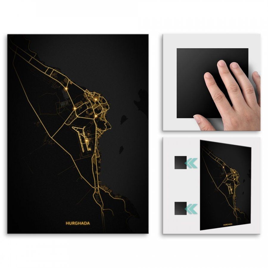 Pix4home Plakat metalowy Mapa City Lights Hurghada M POS-M-03757