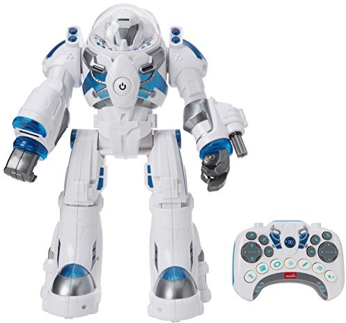 Jamara 410042  Robot Spaceman na podczerwień  głośniki i muzyka, oświetlenie LED, podnoszenie ramion za pomocą pilota zdalnego sterowania, ruchome przeguby, 2 różne funkcje strzelania, funkcja tańca,