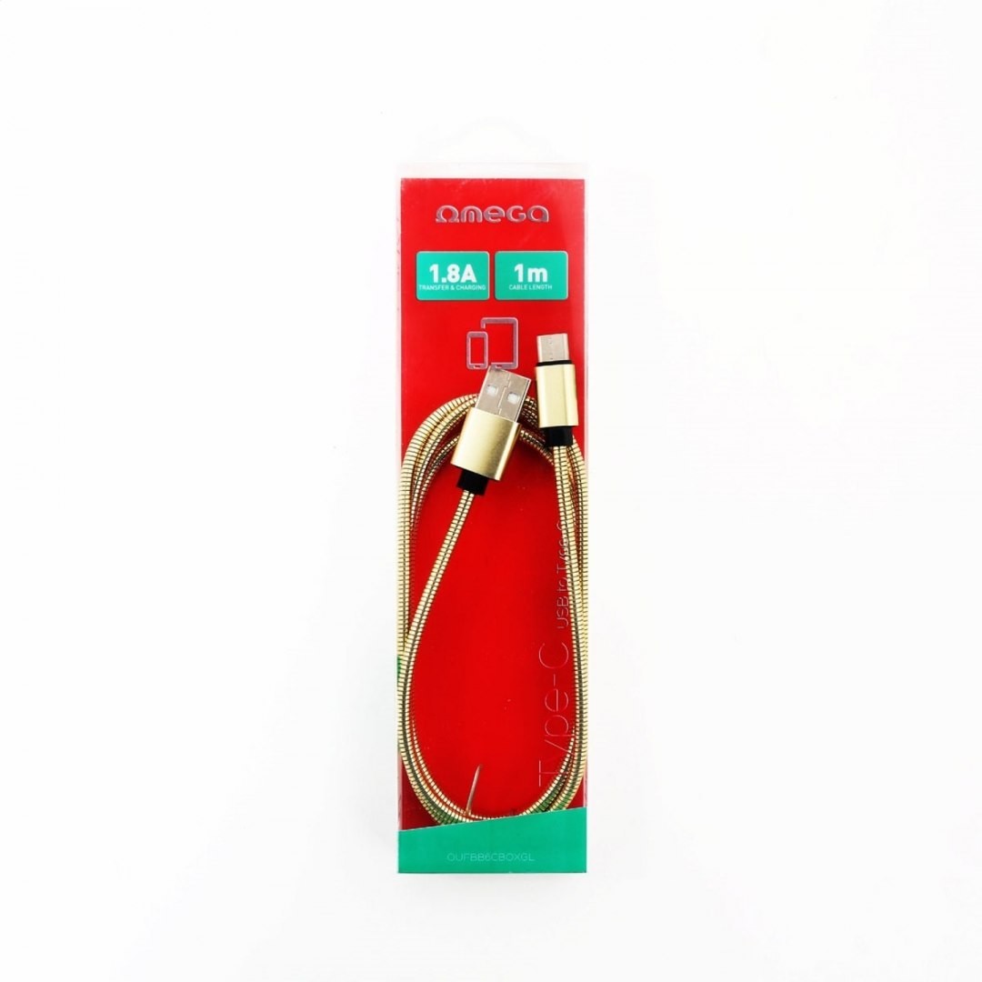 Omega METAL CABLE LIGHTNING TO USB 1.8A 1M GOLD [44213] OUFBB6LBOXGL