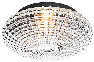 QAZQA Klasyczna lampa sufitowa czarna z przydymionym szkłem 23 cm IP44 - Nohmi