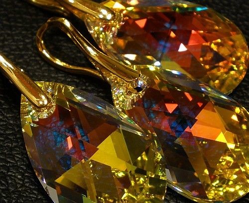 Arande SWAROVSKI piękny komplet ZŁOTE SREBRO AB 22 1228031588