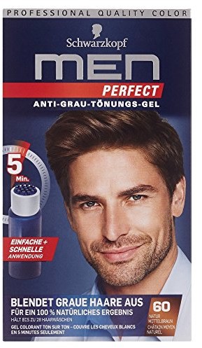 Schwarzkopf Żel Men Perfect Anti-szary toenungs stopień 2, 60, naturalny średnio brązowy, 1er Pack (1 sztuki) 665181