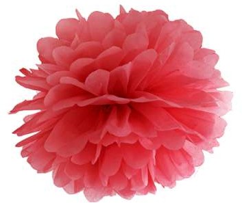 PartyDeco Pompon bibułowy, czerwony, 25 cm PP25-007