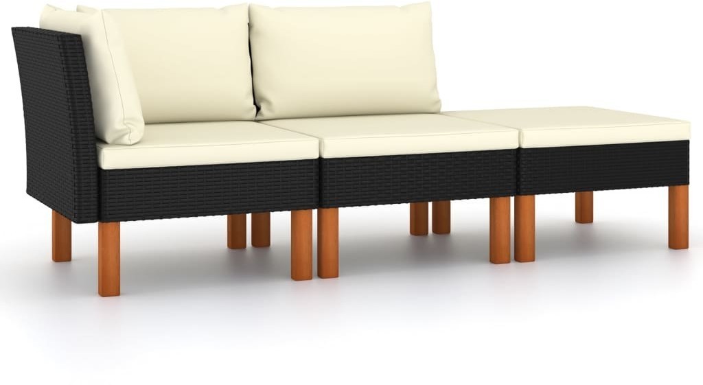 vidaXL 3-cz. zestaw wypoczynkowy do ogrodu, rattan PE i eukaliptus 315766