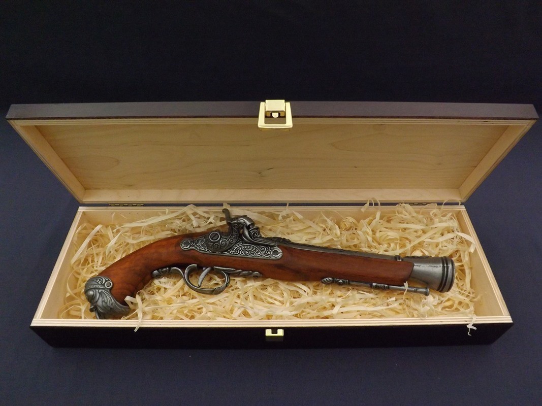 Denix SA REPLIKA WŁOSKI PISTOLET SKAŁKOWY W PUDEŁKU MODEL 1104G+P02 1104G+P02