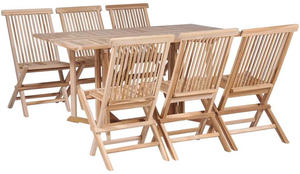 vidaXL Składany stół jadalniany i 6 krzeseł, lite drewno tekowe