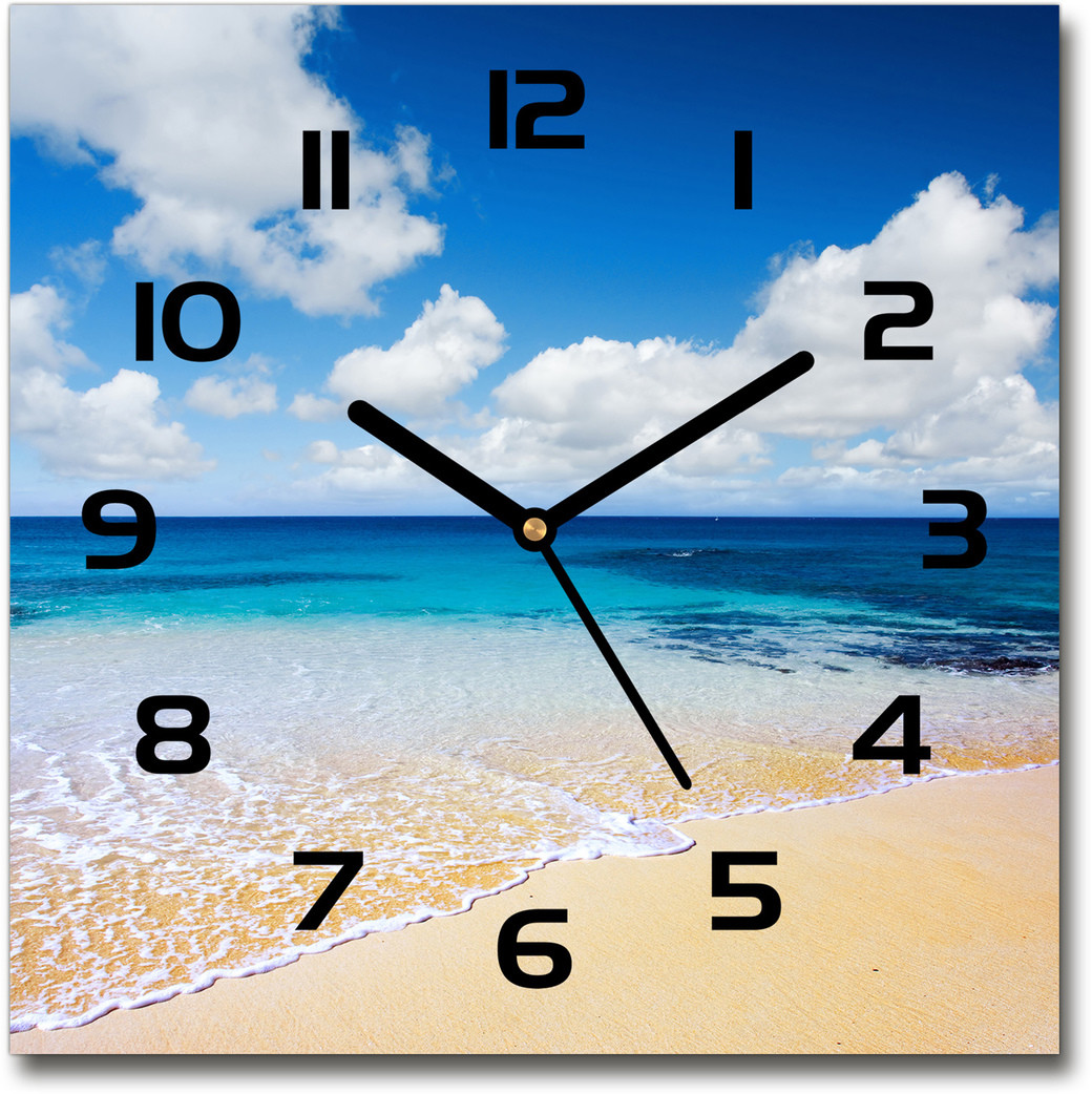 Zegar szklany kwadratowy Spokojne morze