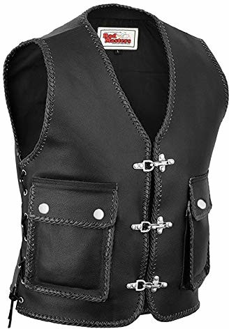 German Wear German Wear Skórzana kamizelka motocyklowa, karabinek, czarna, L GW688 Black Schwarz L