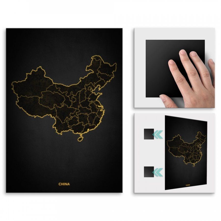Pix4home Plakat metalowy Mapa City Lights Chiny L POS-L-04238