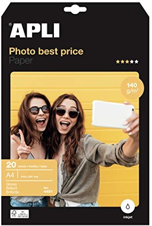 Apli 004451 20 sztuk papier fotograficzny błyszczący 210 x 297 mm 135 g 4451