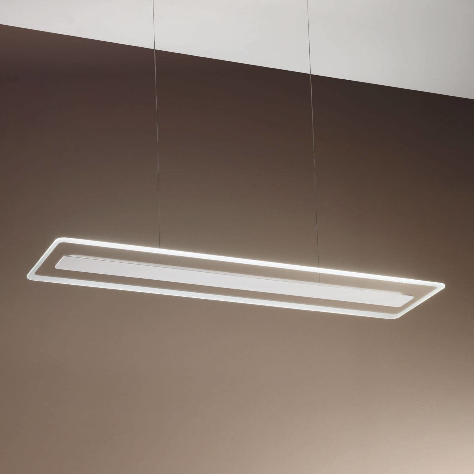 Linea Light Lampa wisząca LED Antille, szkło, prostokąt, biała