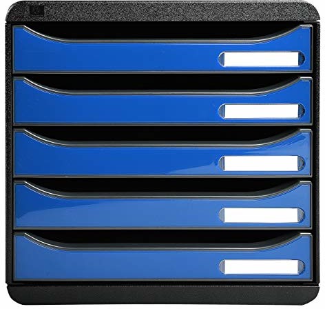 Exacompta Exacompta 3097279D Premium organizer Premium Big Box Iderama 5 szuflad o dużej pojemności pojemnik na dokumenty A4+ dla większej ilości miejsca na biurku szafka czarna| lodowo niebieska 3097279d