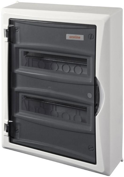 Onnline Rozdzielnia natynkowa liczba modułów 24 IP 40 zaciski N+PE szyba dymna transparentna 2505-11 2505-11