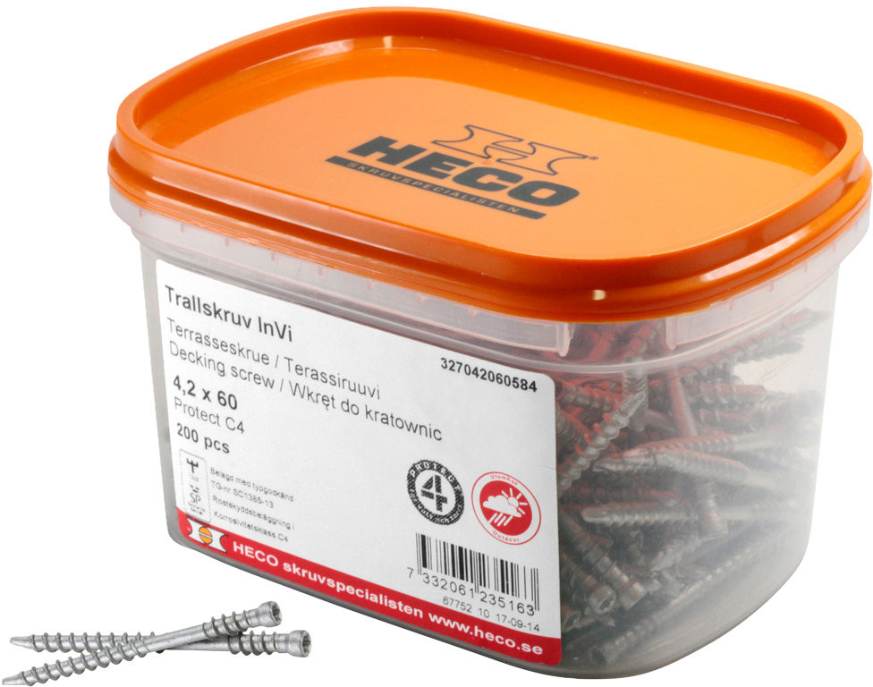 HECO Wkręty tarasowe Invisible 200 szt. 4,2x60 mm