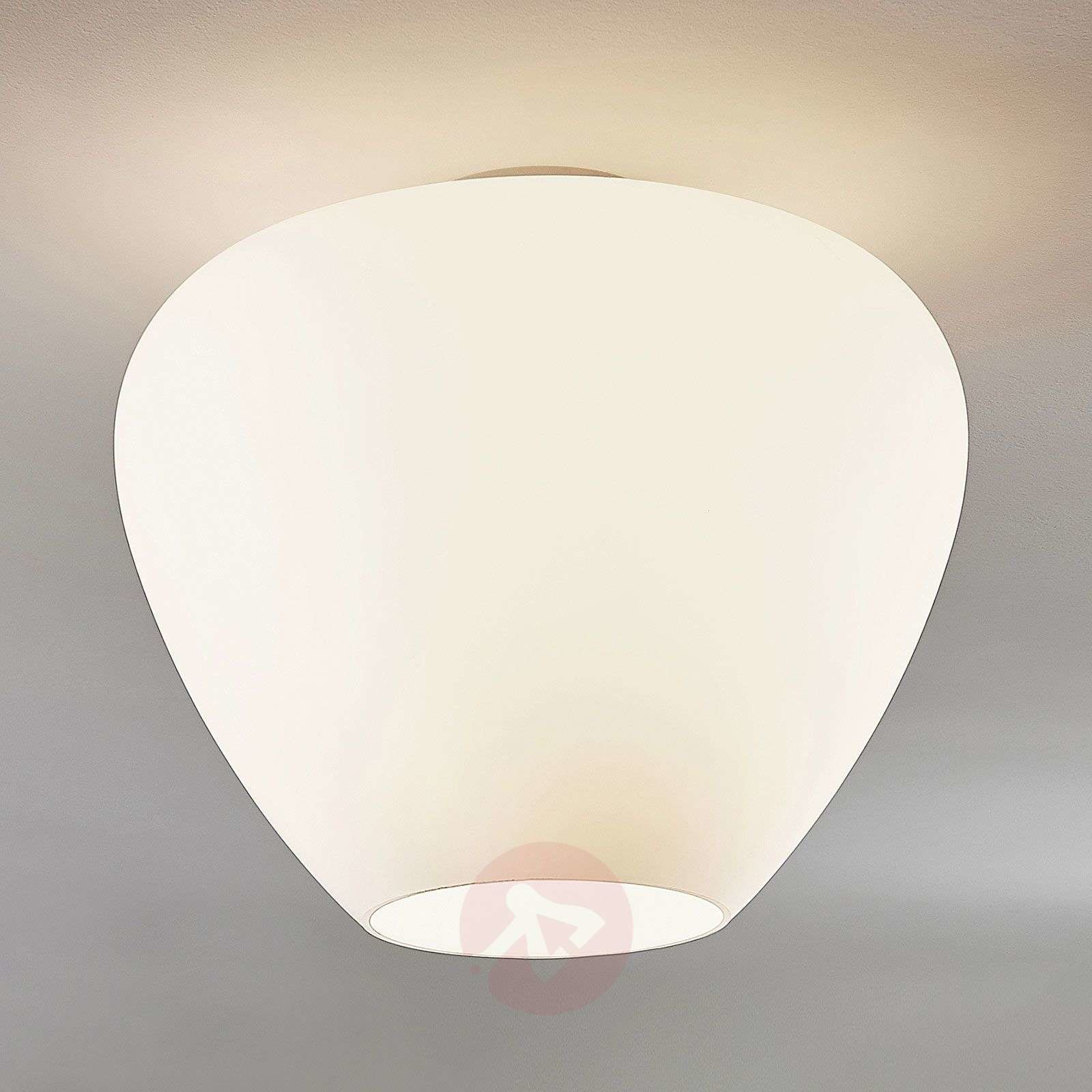 Lampenwelt com Szklana lampa wisząca Bibiane, biała opalowa