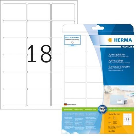 Herma Etykieta adresowa Premium A4 63,5 x 46,6 mm 450St 4501 4501