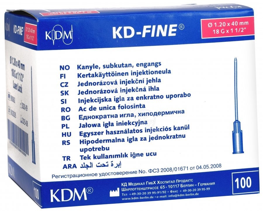 KD MEDICAL Igły iniekcyjne jednorazowe 1.2 x 40 mm x 100 szt KD Medical |  OD 199 PLN!