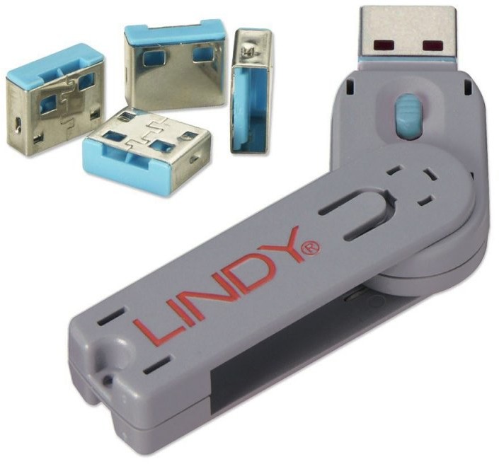 Фото - Інше для ноутбуків Lindy USB Port Blocker 4P Blue w/Key 