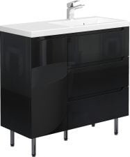 Furni Szafka z Umywalką Stojąca ETHOS 90 cm D P BLACK + Wieszak 40cm GRATIS ETHC UM ST 90 D P