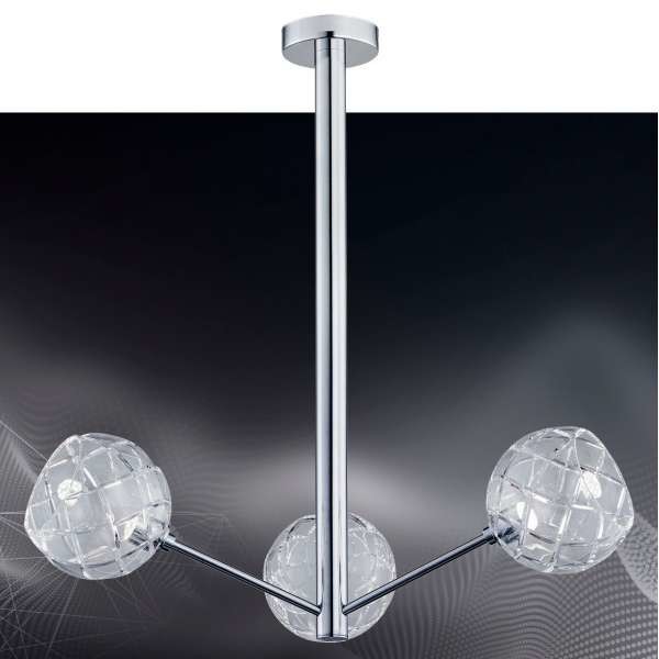 Argon LAMPA wisząca BELLUNO 1358 metalowa OPRAWA glamour LED 15W szklane kule balls na wysięgnikach przezroczyste 1358