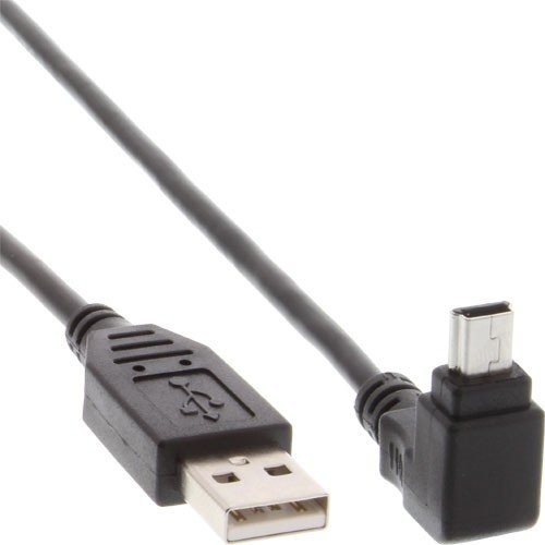 InLine 34120 USB 2.0 kabel mini, wtyczka A do Mini-B (5 biegunów) zagięty u góry 90°, czarny, 2 m 34120