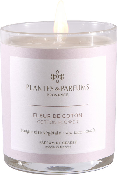 PLANTES&PARFUMS PROVENCE Świeca zapachowa perfumowana 180g - Cotton Flower - Kwiat Bawełny