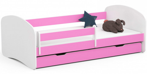 Dziewczęce łóżko z szufladą białe + różowy Ellsa 4X 80x160