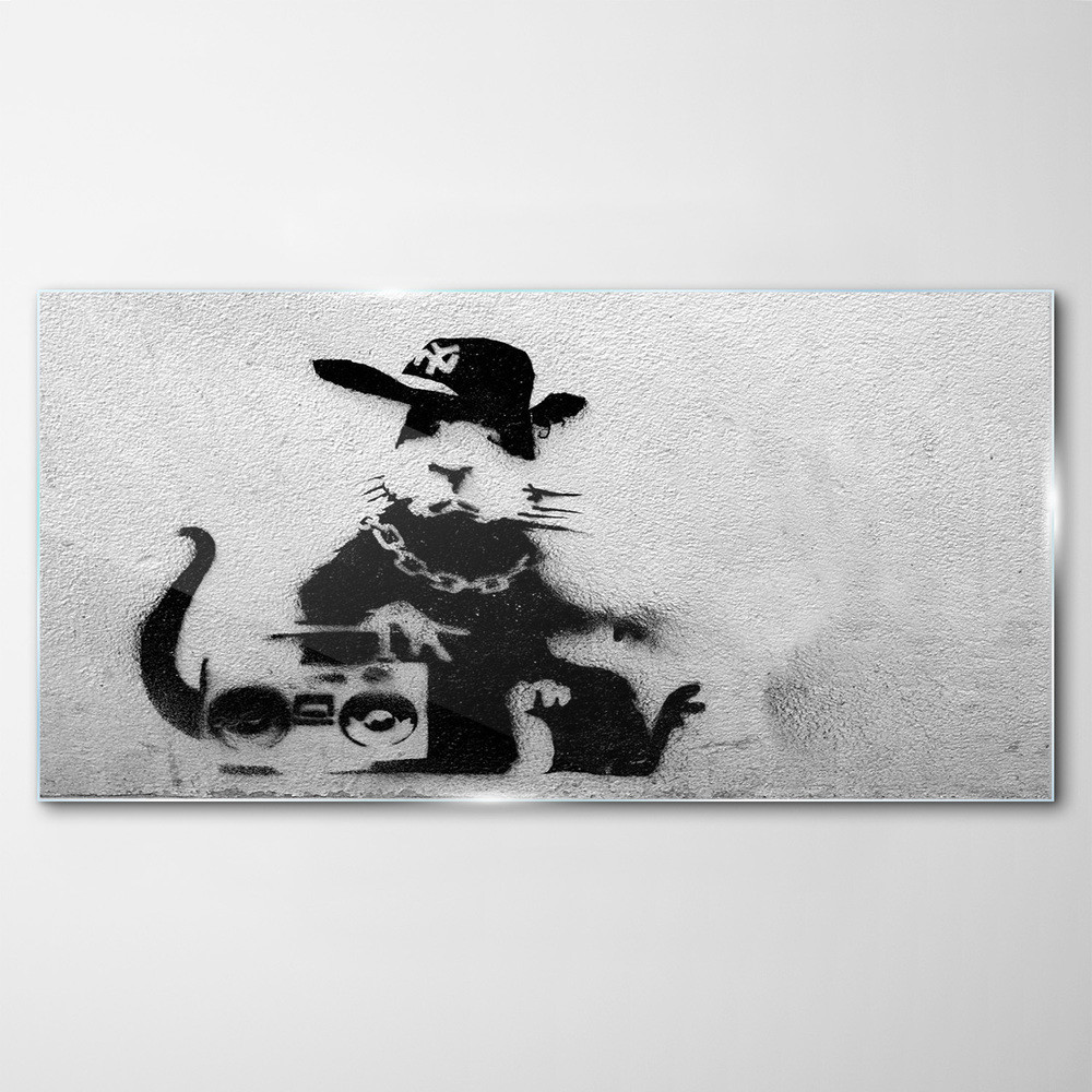 PL Coloray Obraz na Szkle Hood Rat Banksy 100x50cm