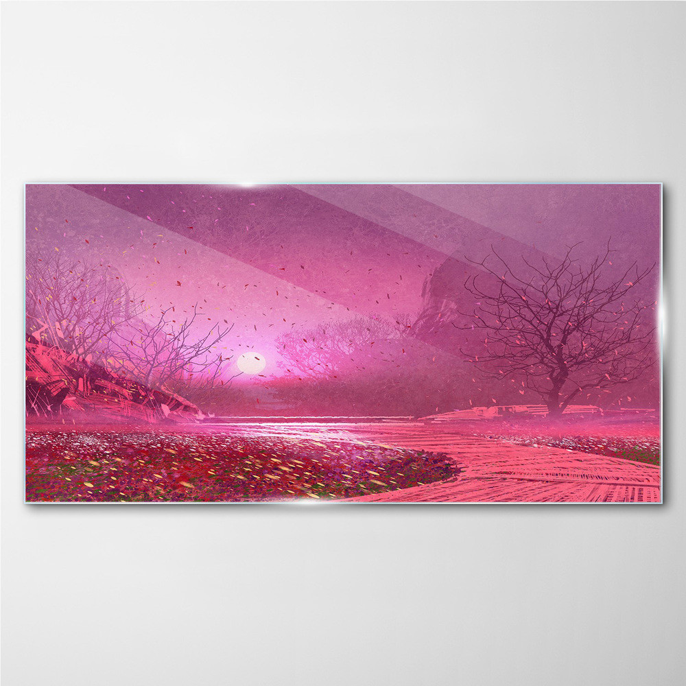 PL Coloray Obraz Szklany Malarstwo drzewa 140x70cm