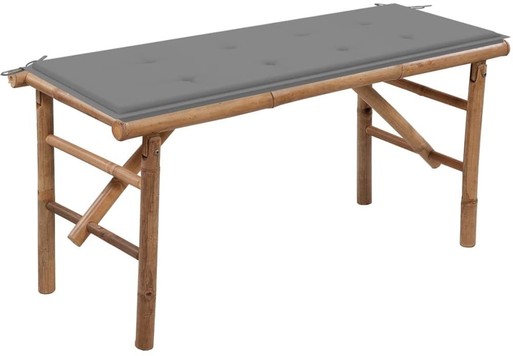 vidaXL Składana ławka ogrodowa z poduszką, 118 cm, bambusowa 3063850