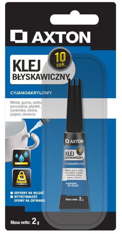 Tytan AXTON błyskawiczny CYJANOAKRYLOWY bezbarwny 2 g AXTON
