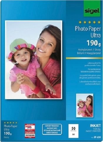 Sigel papier fotograficzny atramentowy A4 wysoki połysk 190 g/m 50 arkuszy twm_974123