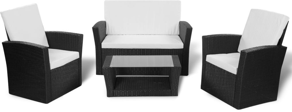 vidaXL vidaXL 10-częściowy zestaw wypoczynkowy do ogrodu z rattanu PE, czarny