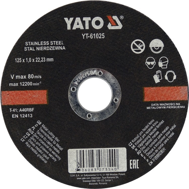 Yato TARCZA DO CIĘCIA MET I STALI NIERDZEWNEJ 125MMX1.0MM X22,23MM YT-61025