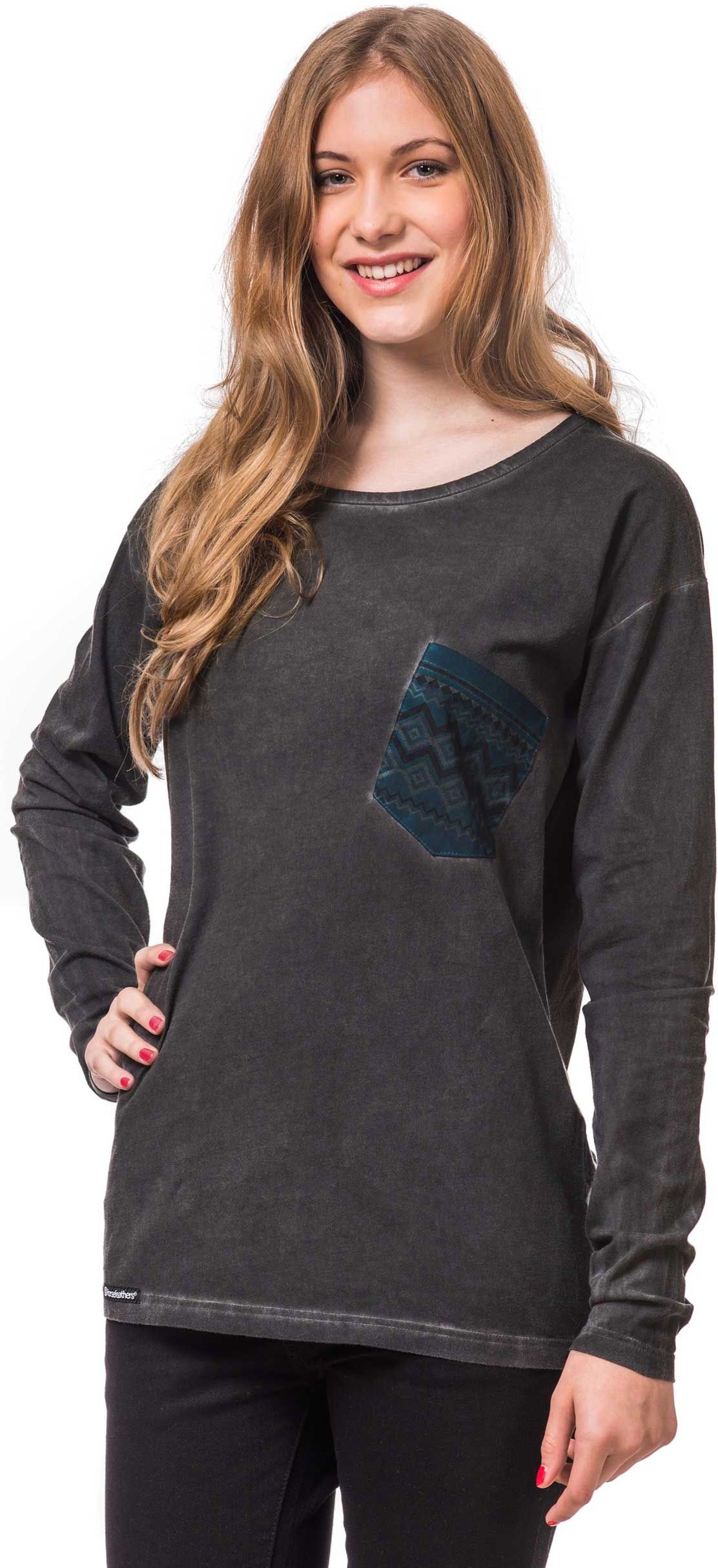 Horsefeathers t-shirt damski MATE L/S TOP washed black)