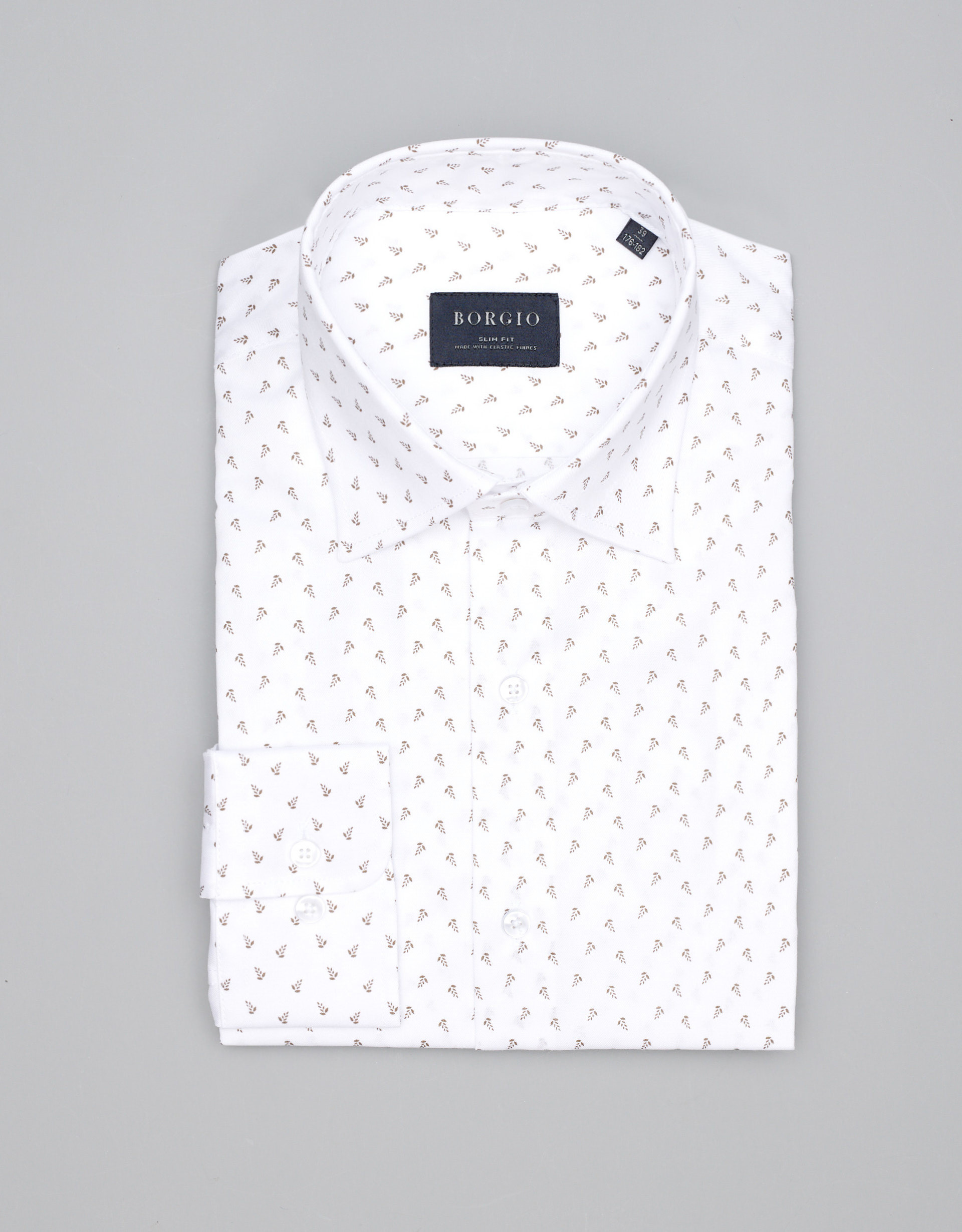 Borgio koszula calimera 00325 długi rękaw biały slim fit