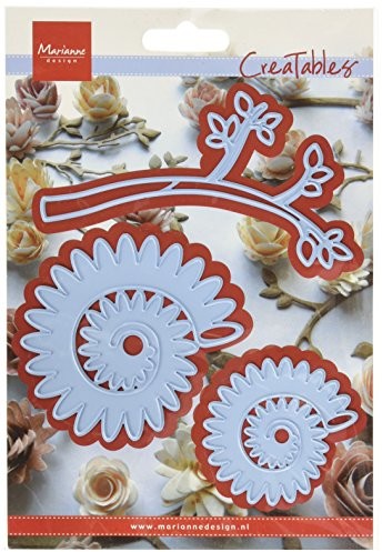 Marianne Design marlr0257 CreaTable gałąź kształt otworu z kwiatowym 2  Cutting, które, metalowy, niebieski, 20 x 9 x 0.5 cm LR0257