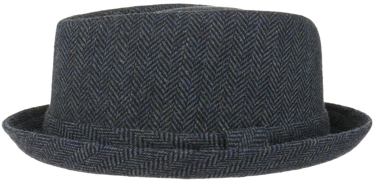 Diamond Crown Herringbone Wool Hat by Lipodo, czarno-niebieski, M (56-57 cm)