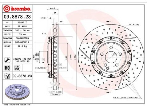 BREMBO Tarcza hamulcowa 09.8878.23