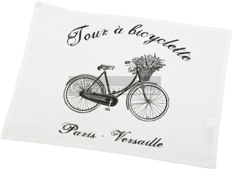 French Home DWIE SERWETY OZDOBNE Bicyclette - Rower BIEL
