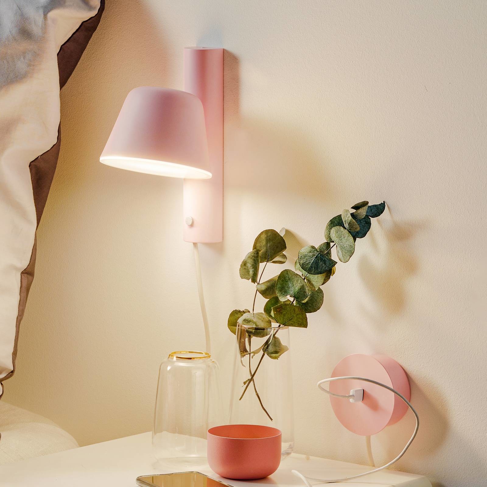 PRANDINA Prandina Bima W1 USB lampa ścienna LED, różowa