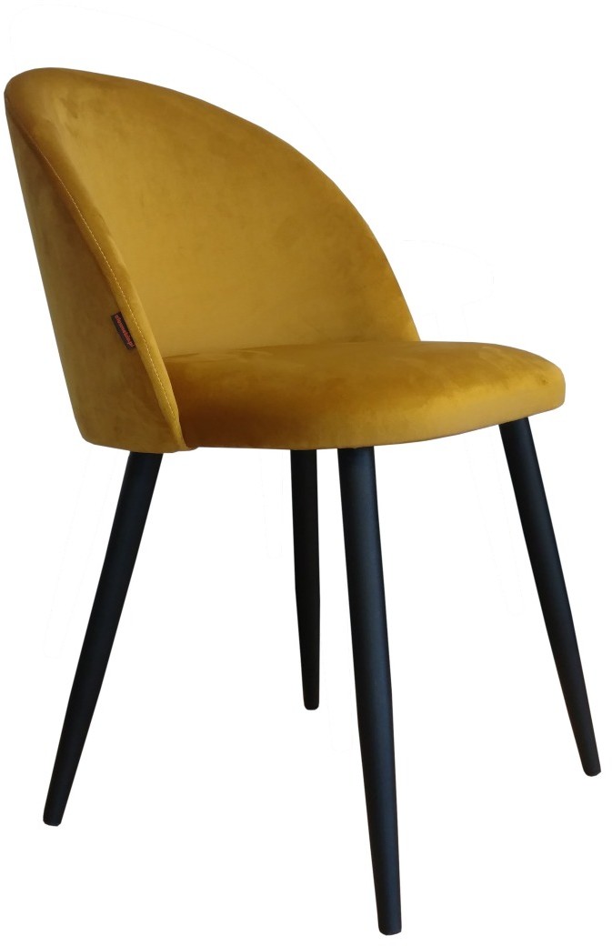 Atos Krzesło CLAUDINE 1 VELVET żółte nowoczesne na metalowych nogach COLIN-MG15